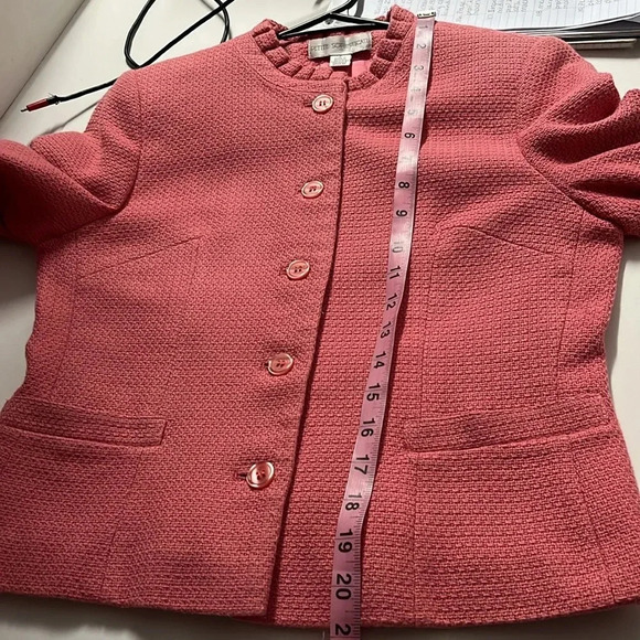 Pretty pink vintage blazer feminine size 2 textured lined pleated cuffs neckline - Picture 5 of 11
